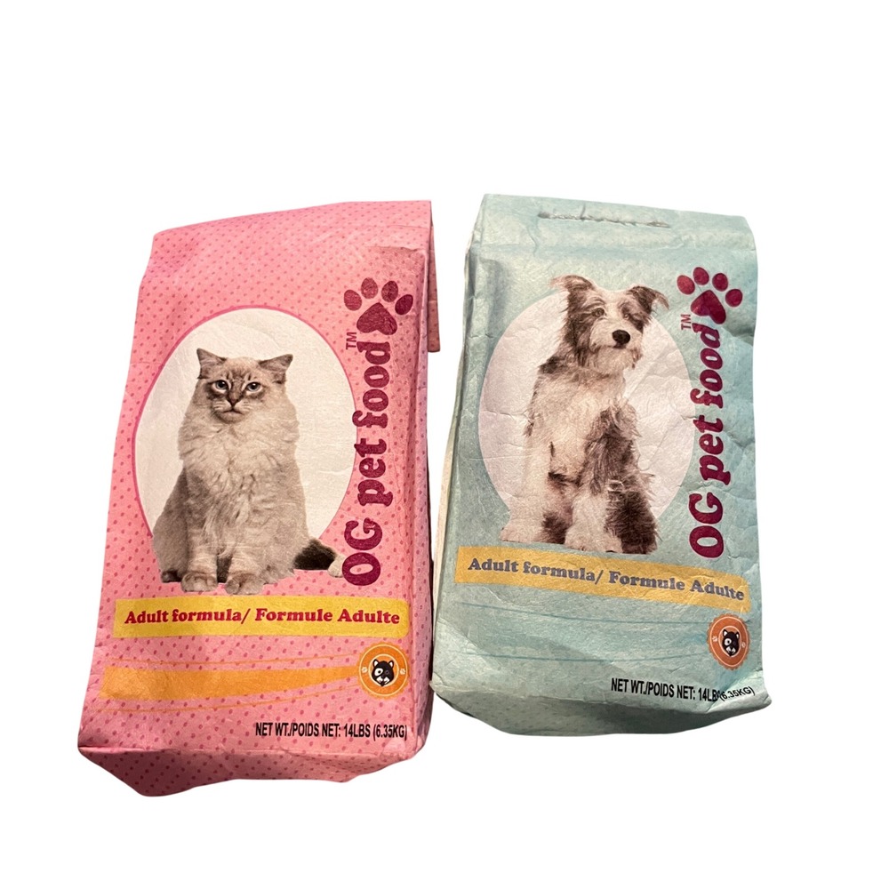 Our Generation OG Pet Food Bag Set Pink Cat Blue Dog 18 Inch Doll Accessories